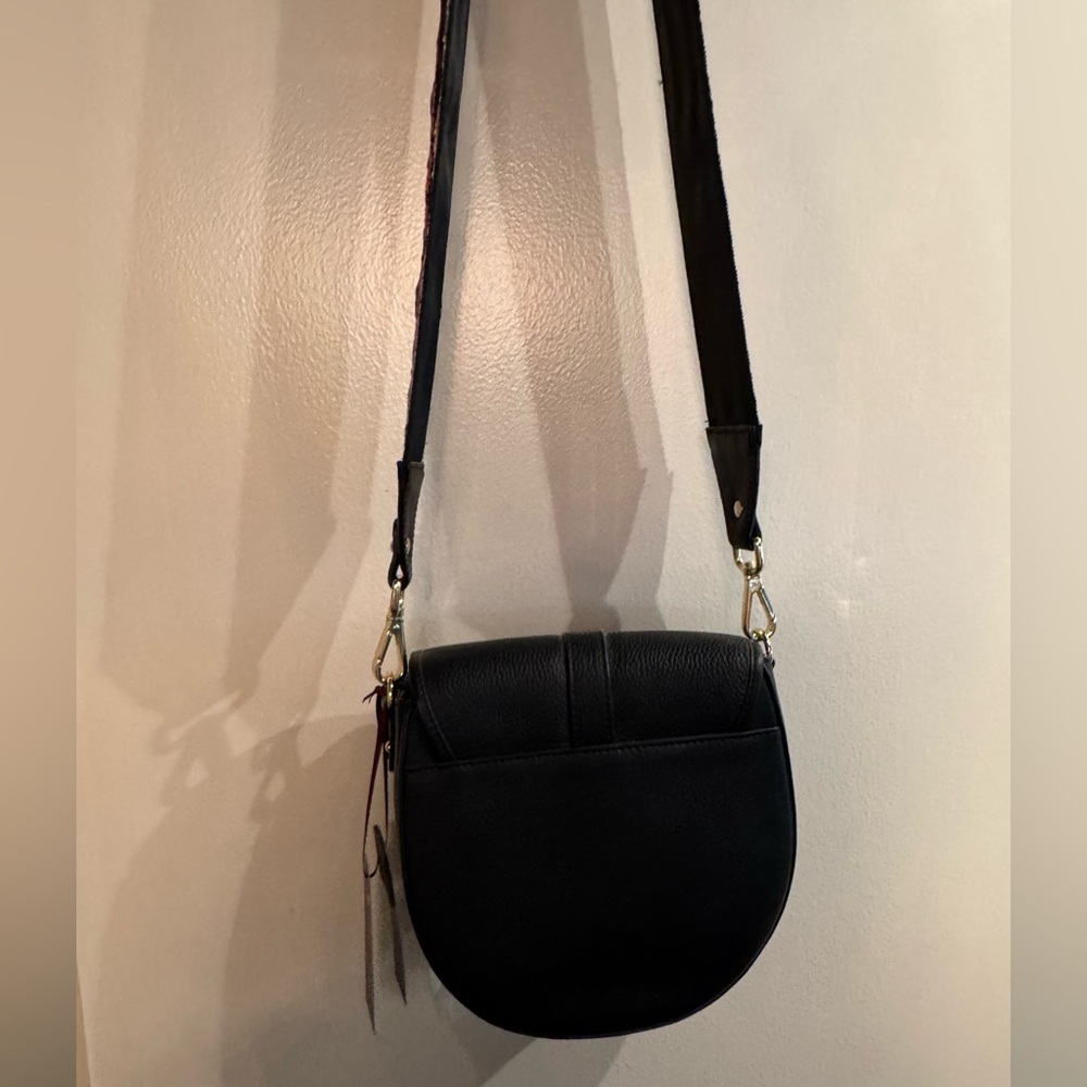 Black Crossbody Bag with Patterned “Guitar” Strap or regular black strap - Picture 6 of 9